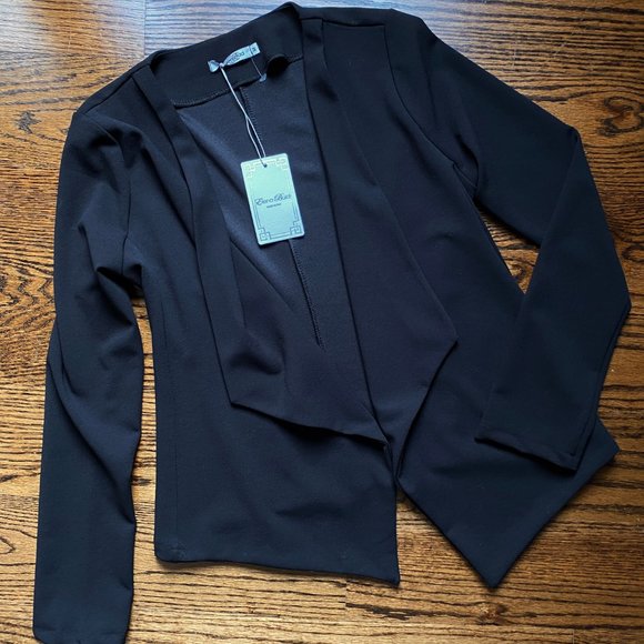 NWT Elena Baldi Luxury Blk Open Asymmetrical Cardigan/Shrug M, Italy - Picture 7 of 8